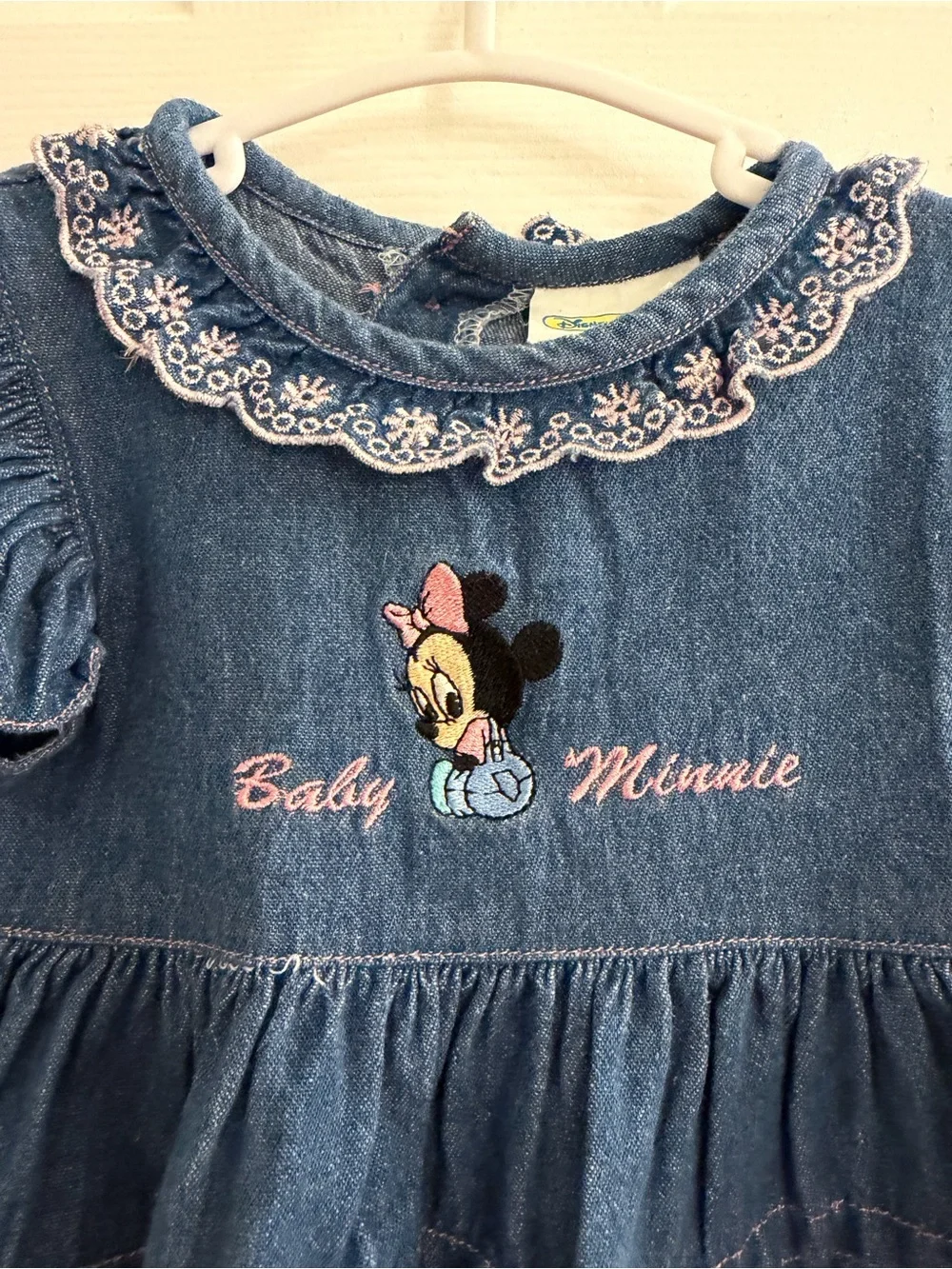 Vintage 90s Disney Babies Baby Minnie Denim 2 Piece Set 0-6 Months Circa 1996
